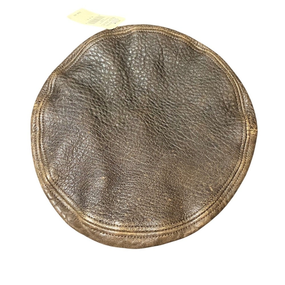 Banana Republic Beret Unisex One Size Brown Textured Leather Made in Italy NWT